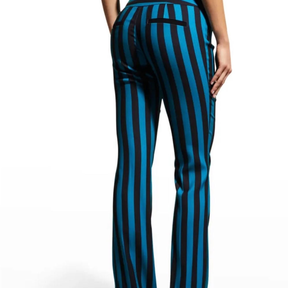 Alice + Olivia Olivia Fit-and-Flare Bootcut Pants Positano Stripe Size 6 - Picture 3 of 16